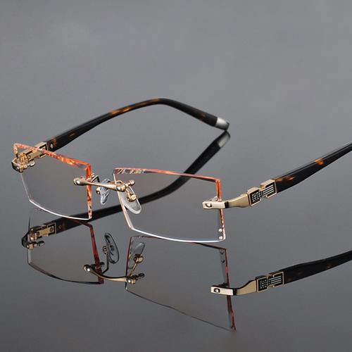 钻石切边眼镜框近视男款无框切边渐变色眼镜58050厂家批发